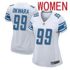 Women Detroit Lions #99 Julian Okwara White Nike Game Player NFL Jersey